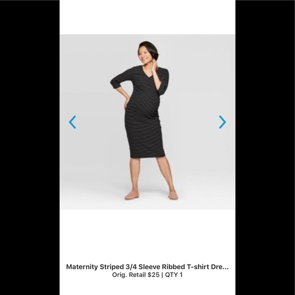 Isabel Maternity 3/4 Sleeve Ribbed T-Shirt Dress S